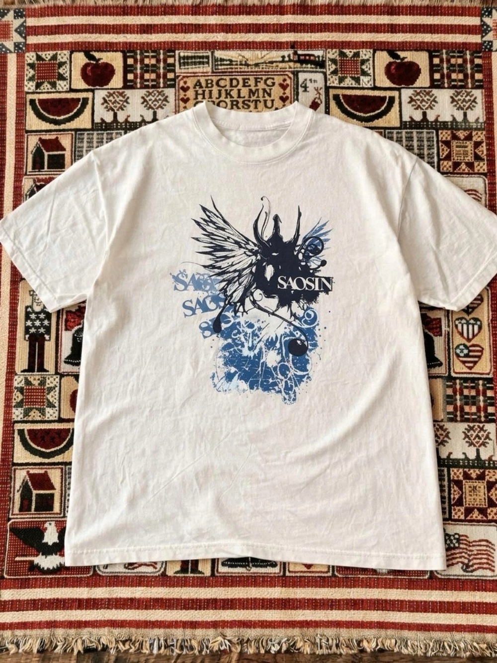 White Saosin Short-Sleeve Graphic Band Tee